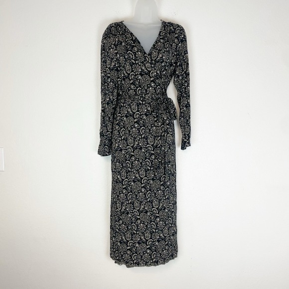 Boden Dresses & Skirts - Boden Wrap Dress Womens 14 Midi Boho Paisley Stretch Knit Tie Waist Long Sleeve